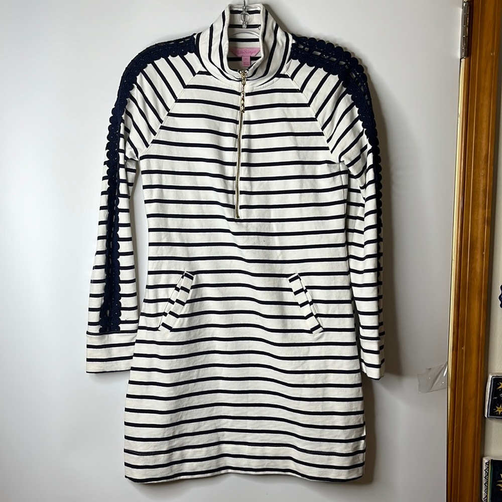 Lilly Pulitzer Womens Skipper White Navy Coastal Stripe Dress XS XSMALL